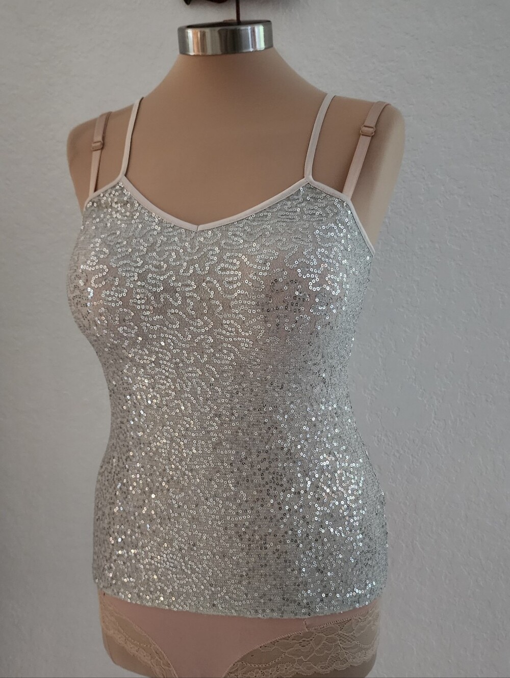 EXPRESS | Sparkling Silver Sequin Cami Top